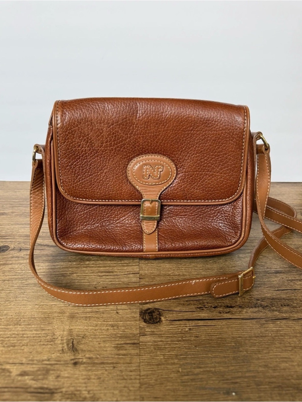 Vintage Nina Ricci Paris 80’s Brown Leather Crossbody Bag Old Money Quiet Luxury